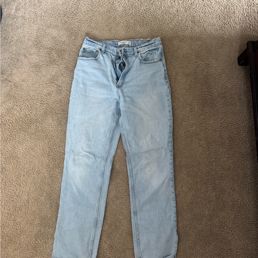 Abercrombie & Fitch Light Blue High-Rise Straight Jeans